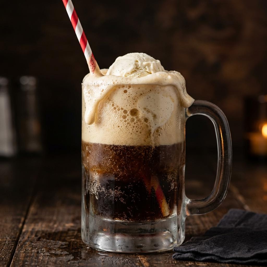 Root beer ice cream float
