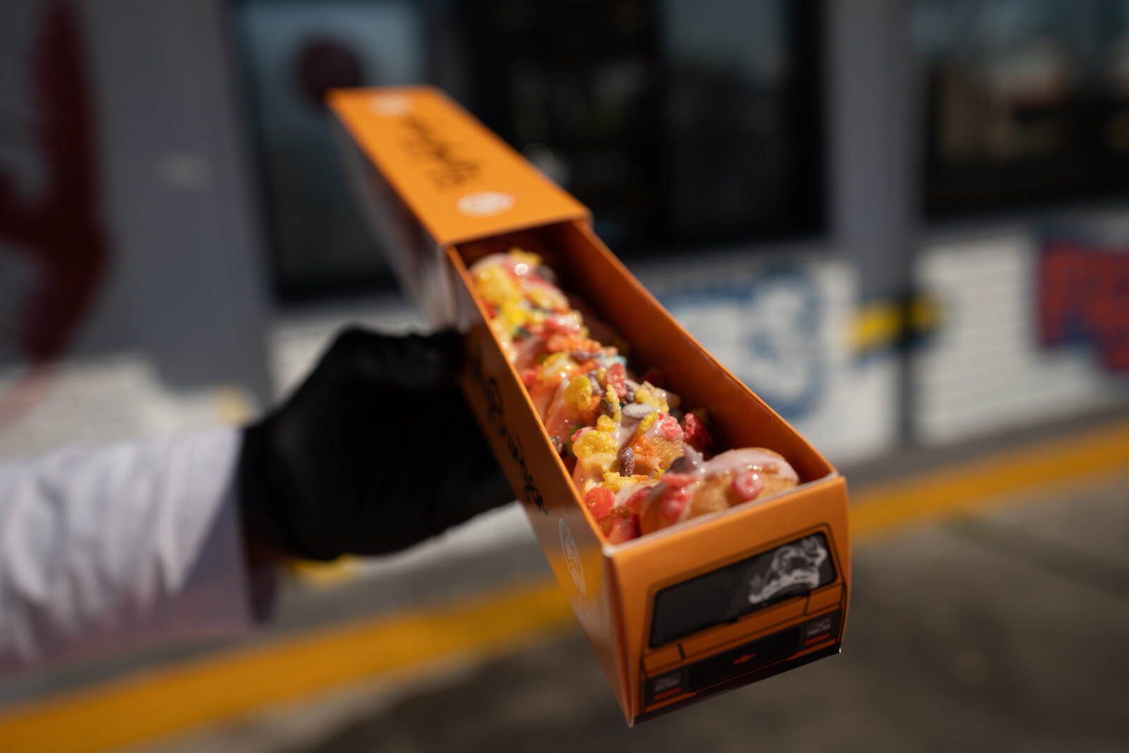 Mini donuts with Fruity Pebbles